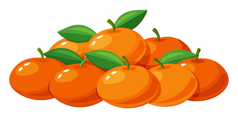 tangerines with leaves - vector illustration of orange isolated on white, orange vector art