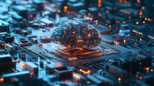 Digital Brain Representing AI Learning and Computing
