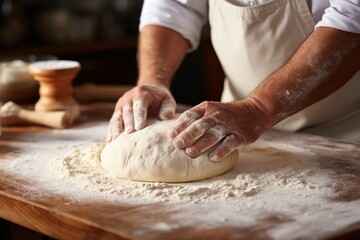 Fototapeta premium Man busy in Making of a Perfect Dough for Baking.