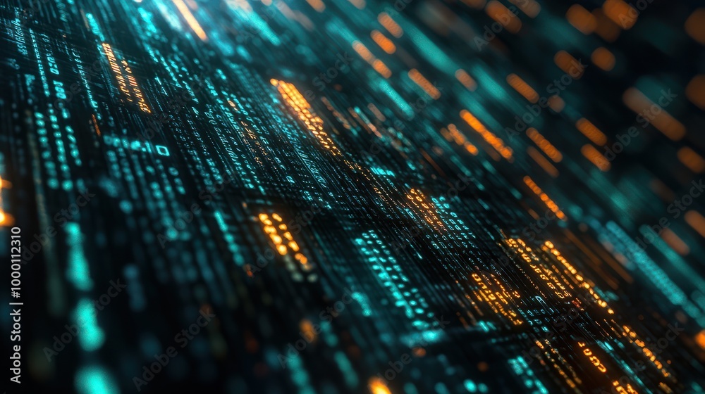 Poster digital data concept with binary code