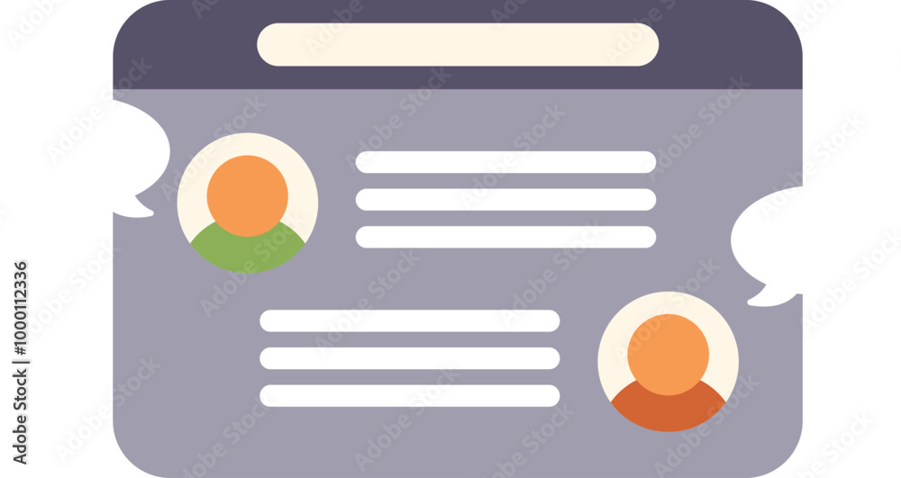 Poster online chatting with instant messaging app on computer screen showing messages from two people