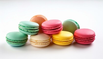 Obraz premium colorful macarons and white background 