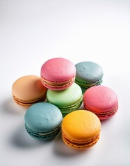 Obraz premium colorful macarons and white background 