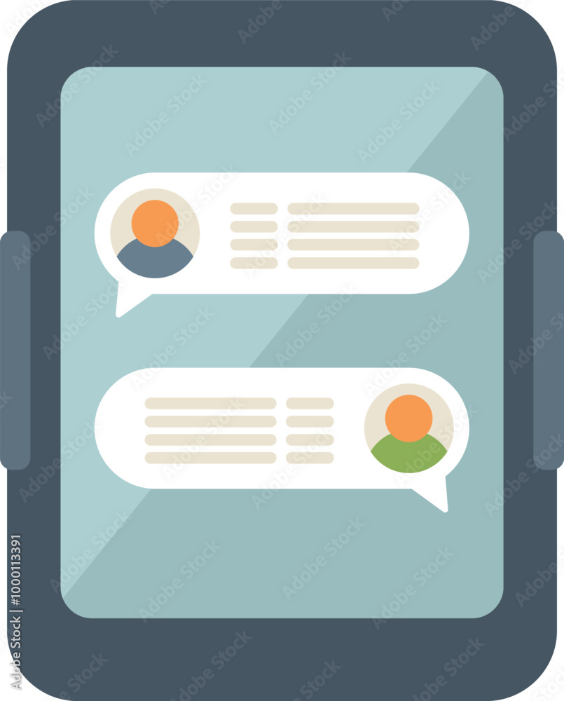 Poster tablet is displaying a chat conversation between two people using an instant messaging app