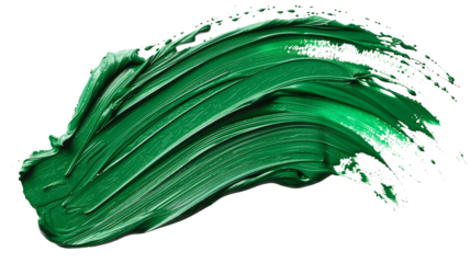 green paint stroke isolated on transparent background