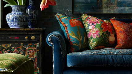 Chic home decor and interior design, furniture and interior decoration accessories, soft furnishings, upholstery and antique textiles in English country house and elegant luxury manor cottage style