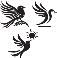   Bird silhouette vector illustration with white background