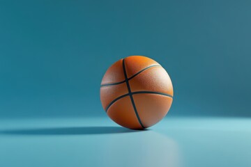 A Basketball Resting on a Blue Surface