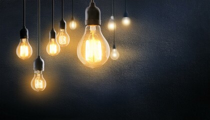Light bulbs over dark texture