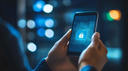 Mobile Phone Security with Lock Icon on Screen.