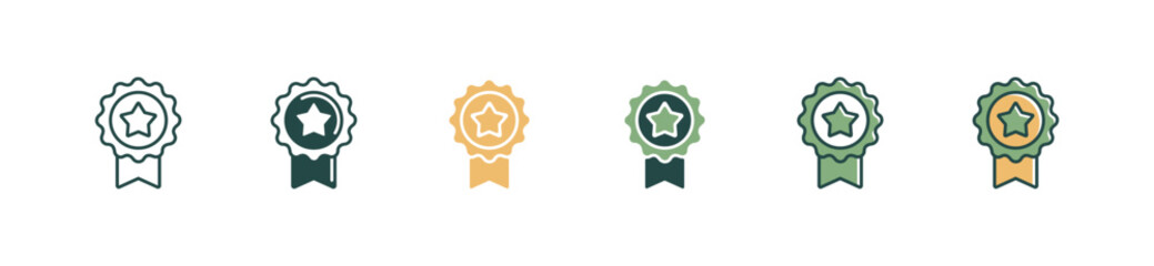 simple star badge medal premium quality icon set business quality winner award badge emblem vector illustration for web and app
