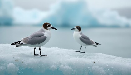  Birds of a feather standing on ice together