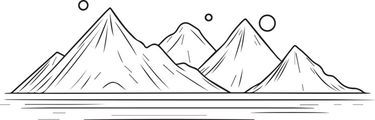 Mountain outline vector with the tree, Mountain range silhouette isolated vector illustration.