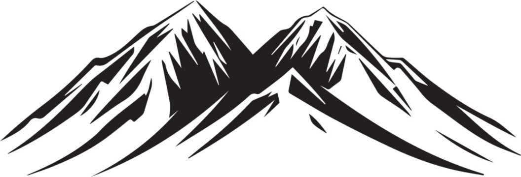 Mountain outline vector with the tree, Mountain range silhouette isolated vector illustration.