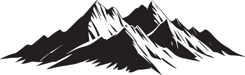 Mountain outline vector with the tree, Mountain range silhouette isolated vector illustration.