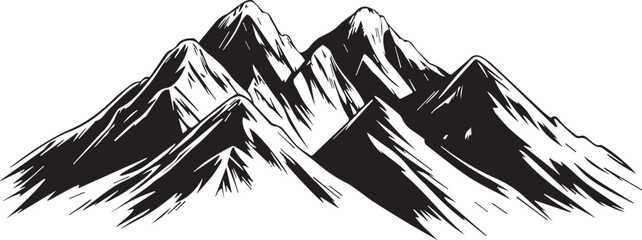 Black silhouette mountains outline vector illustration, 