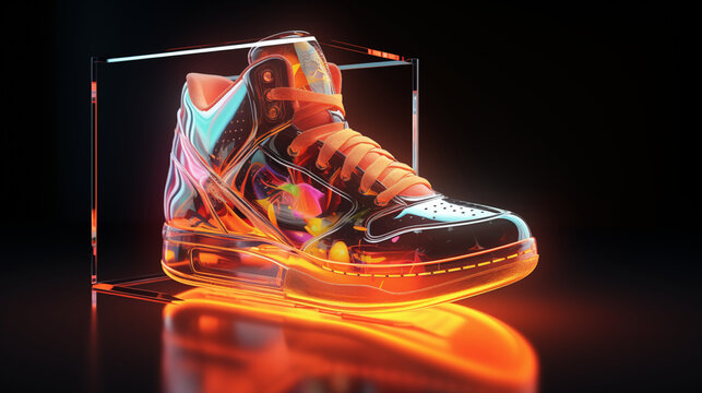  New Style Sneakers Sneakers with a customized black , green and orange with the powerful sleek sole and design
