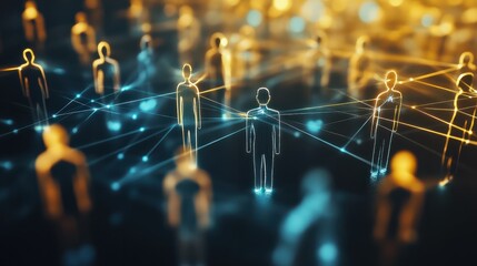 professional social network concept connected human figures representing business relationships and networking