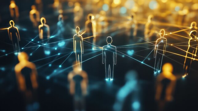 professional social network concept connected human figures representing business relationships and networking