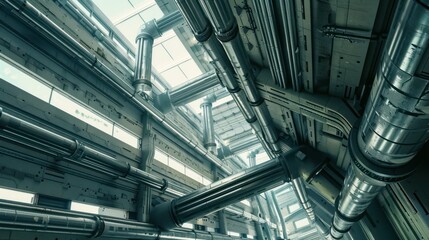 Futuristic Interior with Complex Piping