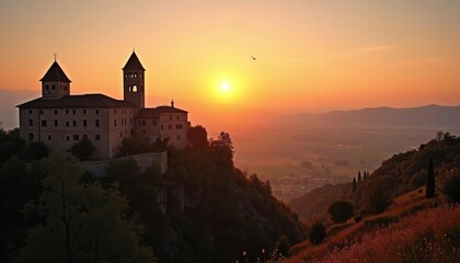 Obraz premium Epic Sunset over a Historic Fortress