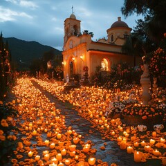 La Alumbrada Day of the Dead Commemorations at San Andres Apostol Church in Mixquic, Mexico.