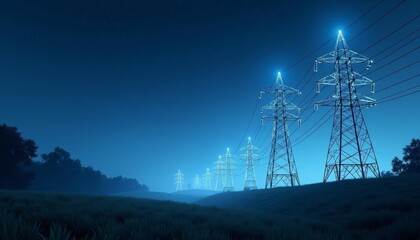  Electricitys silent sentinels under the night sky