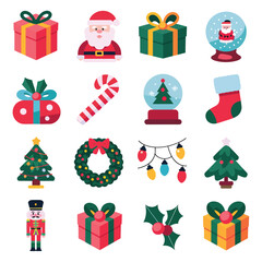 vector illustration colorful Christmas icons items frame and decoration with gifts accessories 