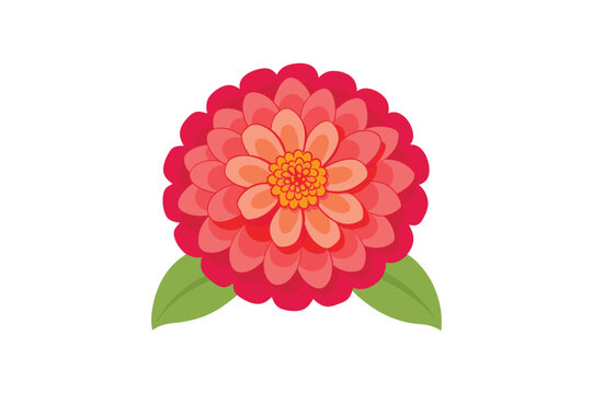 red flower with green leaves on white clip art preview