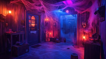 Escape the Haunted House - Eerie Setting with Creepy Props and Cobwebs