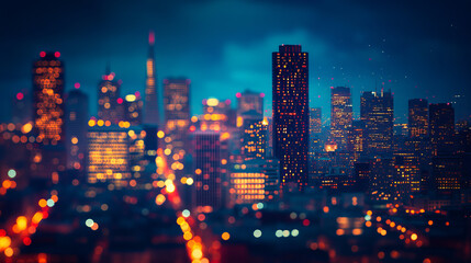 Blurred abstract bokeh background of San Francisco city lights at night  