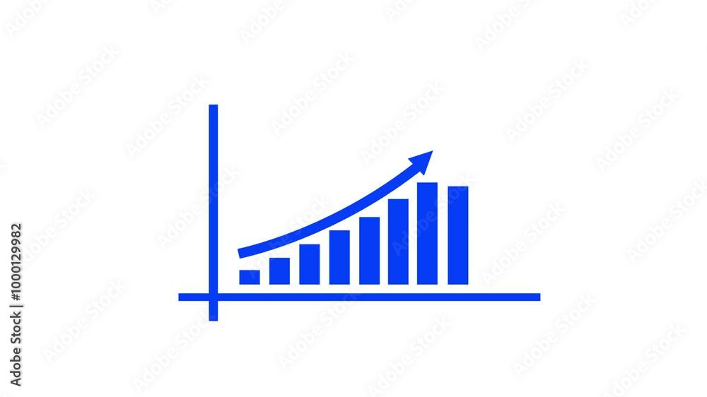 Wall mural business graph chart with upward trend animation. abstract business growth graph animation. arrow li
