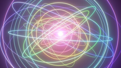 Crazy Abstract Spinning Spiral Gyroscope Space Orbital Rings Rotate - Abstract Background Texture