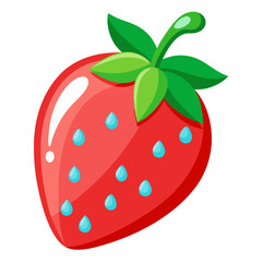 Obraz premium strawberry with leaves - vector illustration of strawberry isolated on white, strawberry vector art