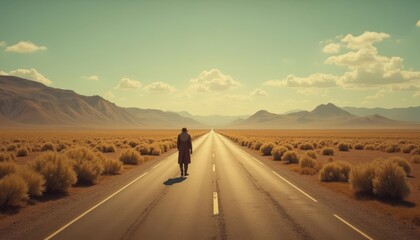 Fototapeta premium Exploring the vast expanse of the desert highway