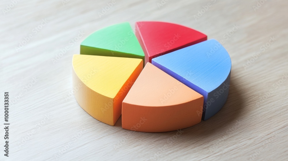 Poster a close-up of a financial pie chart displaying customer demographics, with distinct colors for age g