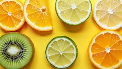 Obraz premium Fresh citrus fruits vibrant and juicy