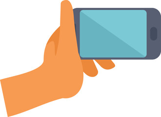 Hand is holding a smartphone and taking a photo or video