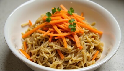  Deliciously colorful noodle dish with carrots and parsley