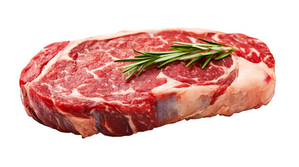 Fototapeta premium A raw ribeye steak with marbling, solated on transparent background, PNG file