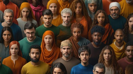 large mixed group of multicultural people, international students or friends. diversity concept.