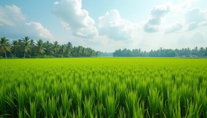 Fototapeta premium Vibrant fields under a clear sky