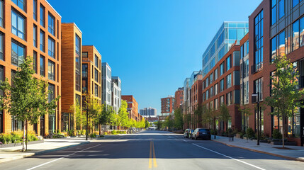 Boston city skyline street New Modern Seaport District Neighborhood, Boston city skyline Modern Seaport District video window view