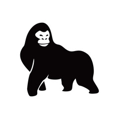 gorilla silhouette logo design. strong wild ape sign and symbol.