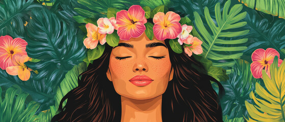 Vintage Polynesian Style Illustration Postcard