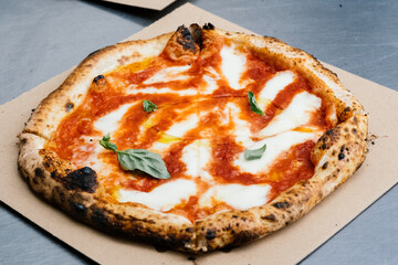 italian margarita pizza with basil 