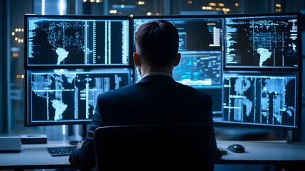 Futuristic Digital Dashboard Showcasing Global Data Analytics and Business Intelligence