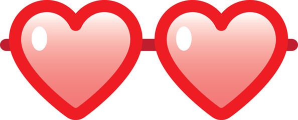 Red Cute heart-shaped sunglasses with tinted lenses icon.