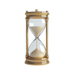 Elegant hourglass with golden frame and flowing sand, symbolizing the passage of time and timeless beauty isolate on transparency background PNG