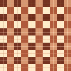 Plaid repeat pattern in brown.Gingham seamless pattern with stripes.Checkered tartan Geometric graphic vector illustration background.